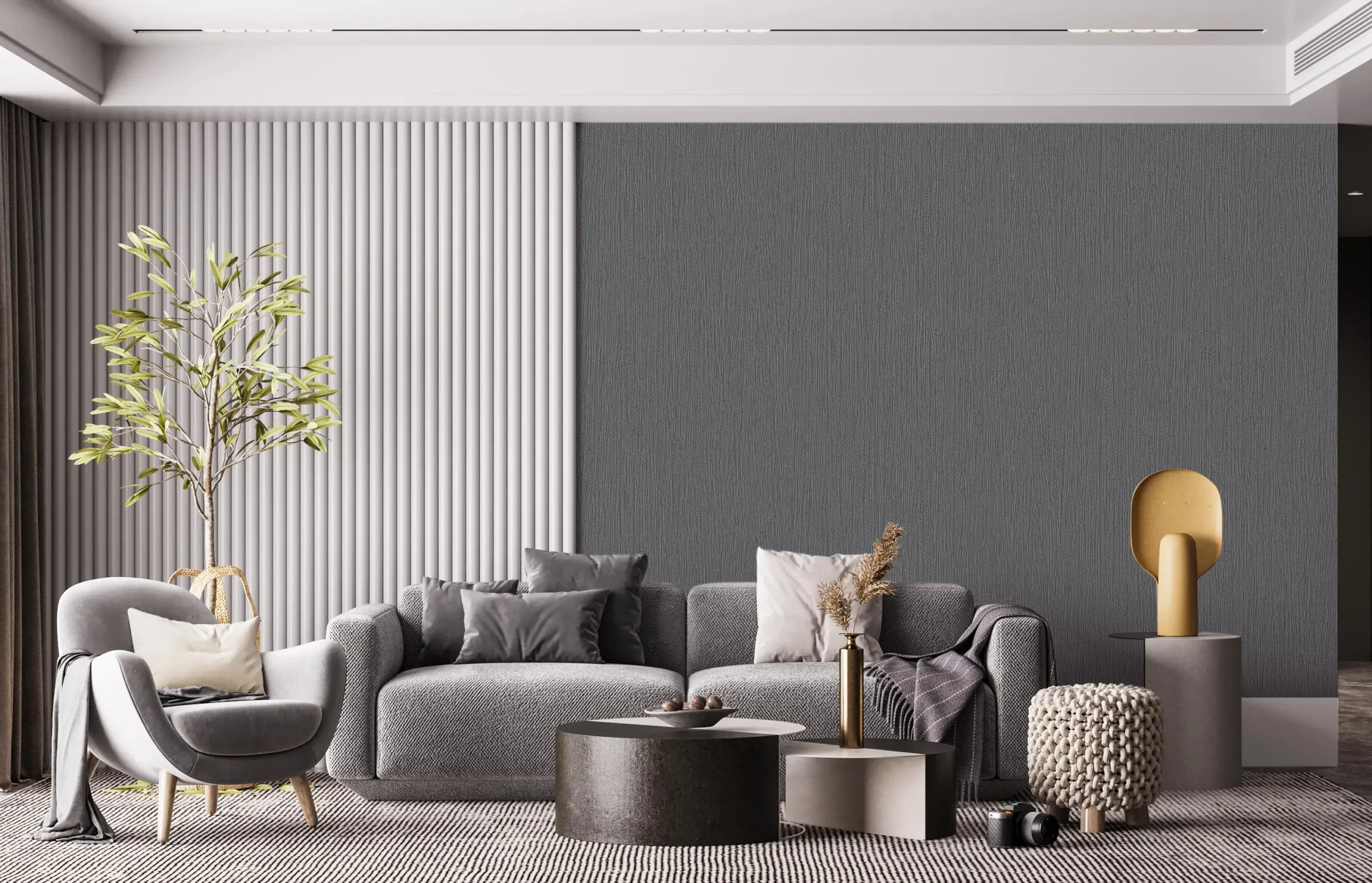 Gray Embossed Wallpaper – Understated Glittering (24111-5)